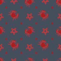 Crab And Starfish Seamless Pattern vector