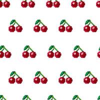 Pixel Art Cherry Seamless Pattern vector