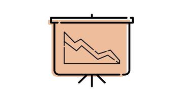 animation of statistical report icon in presentation board with transparent background video