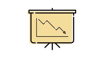 animation of statistical report icon in presentation board with transparent background video