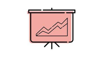 animation of statistical report icon in presentation board with transparent background video