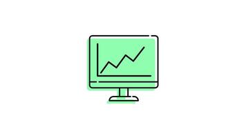 animation of statistical report icon in monitor with transparent background video