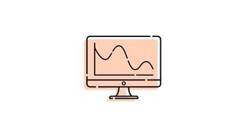 animation of statistical report icon in monitor with transparent background video