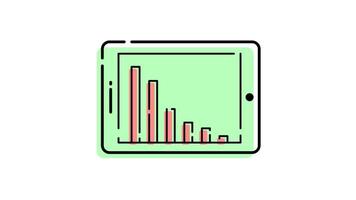 animation de une rapport graphique tablette icône avec une la finance ou affaires concept. transparent Contexte video