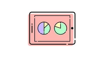 Animation of a report graph tablet icon with a finance or business concept. transparent background video