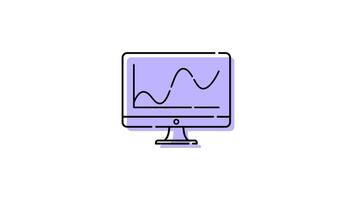 animation of statistical report icon in monitor with transparent background video