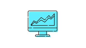 animation de statistique rapport icône dans moniteur avec transparent Contexte video