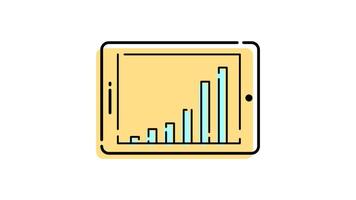 animatie van een verslag doen van diagram tablet icoon met een financiën of bedrijf concept. transparant achtergrond video