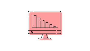 animering av statistisk Rapportera ikon i övervaka med transparent bakgrund video