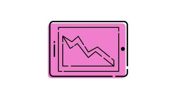 Animation of a report graph tablet icon with a finance or business concept. transparent background video