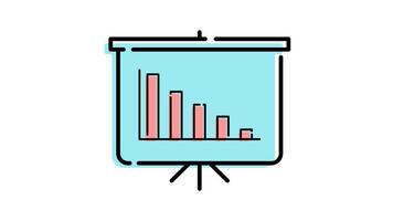 animation of statistical report icon in presentation board with transparent background video