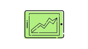 Animation of a report graph tablet icon with a finance or business concept. transparent background video