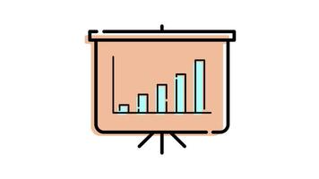 animation of statistical report icon in presentation board with transparent background video