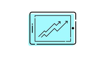 animatie van een verslag doen van diagram tablet icoon met een financiën of bedrijf concept. transparant achtergrond video