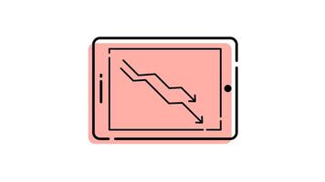 Animation of a report graph tablet icon with a finance or business concept. transparent background video