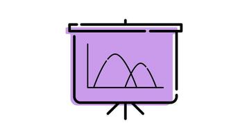 animation of statistical report icon in presentation board with transparent background video