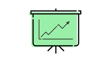 animation of statistical report icon in presentation board with transparent background video