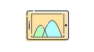 animatie van een verslag doen van diagram tablet icoon met een financiën of bedrijf concept. transparant achtergrond video