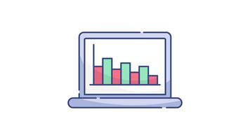 laptop rapportage diagram geanimeerd icoon met transparant achtergrond en gemakkelijk naar gebruik video