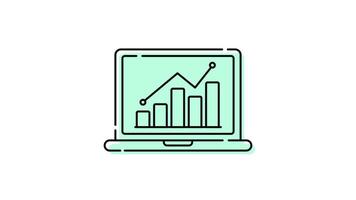 laptop rapportage diagram geanimeerd icoon met transparant achtergrond en gemakkelijk naar gebruik video