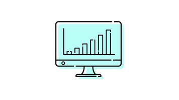 animation de statistique rapport icône dans moniteur avec transparent Contexte video