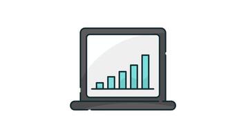 Laptop Reporting graph animated icon with transparent background and easy to use video