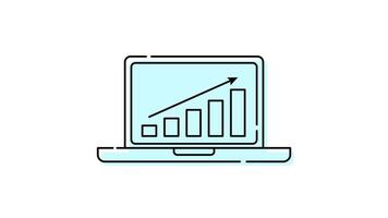 Laptop Reporting graph animated icon with transparent background and easy to use video