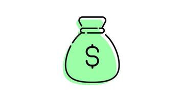 Animated money bag icon with transparent background and easy to use video