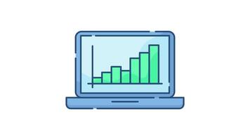Laptop Reporting graph animated icon with transparent background and easy to use video