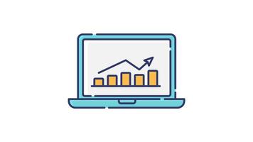 Laptop Reporting graph animated icon with transparent background and easy to use video