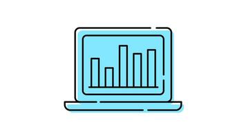 Laptop Reporting graph animated icon with transparent background and easy to use video