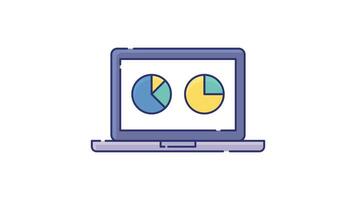 Laptop Reporting graph animated icon with transparent background and easy to use video