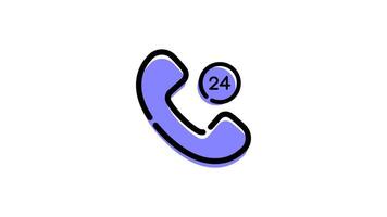 Telephone animated icon with transparent background and easy to use video