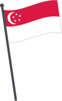 Singapore bandiera agitando su polo. nazionale bandiera polo trasparente. png