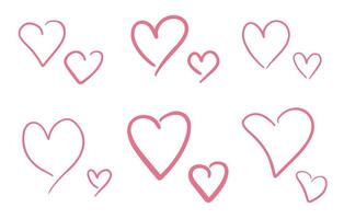 Collection of Pink Heart Outlines in Various Sizes vector