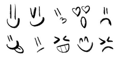 Hand-Drawn Expressive Cartoon Faces Set vector