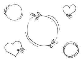 Hand Drawn Decorative Frames and Heart Illustrations vector