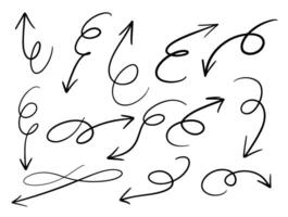 Dynamic Black Arrow Doodles on White Background vector