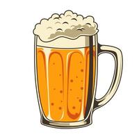 beer mug illustration retro cartoon style on white background, element for poster, clipart, embem, logo vector