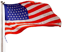 Cut out American flag waving in mid air png