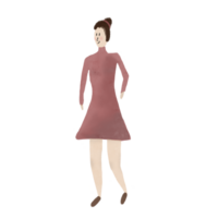 A Cartoon Woman in a Dress Standing on a transparent background png