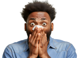 shocked man expression while sneezing png