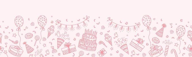 Pink birthday party line background pattern vector