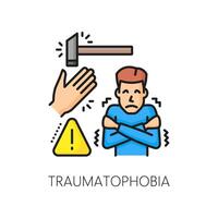 Phobia traumatophobia, fear or injury or trauma vector