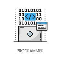 Programmer, web development specialist line icon vector