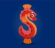 Underwater sea animal font, seahorse dollar sign vector