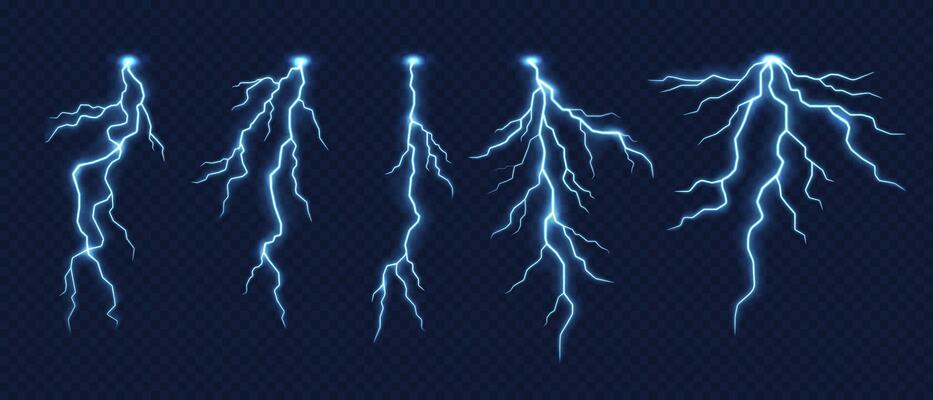 Lightning thunderstorm effect, blue flash strikes