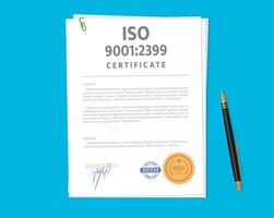 Iso certificate validates international standards vector