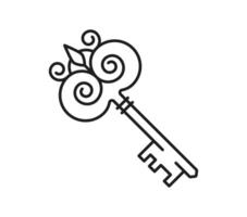 Medieval key icon symbolizes authority and access vector