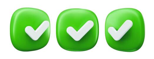 3d check icon, done mark, checklist tick signs vector